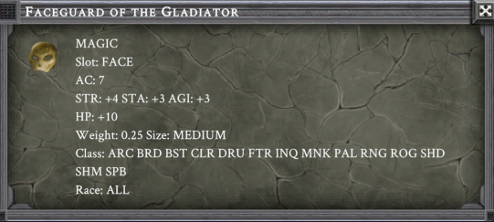 FACEGUARD OF THE GLADIATOR item card